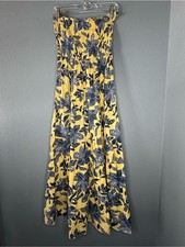 Strapless Yellow Floral Maxi Dress 100% Cotton