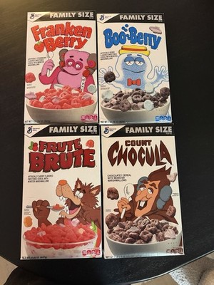 General Mills Monster Cereals Franken Berry Boo Berry Frute Brute Count Chocula