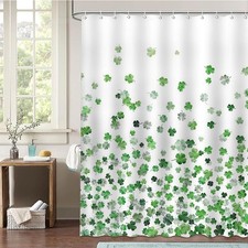 St. Patrick's Day Shower Curtain Green Clover Shamrock Irish St Patrick's Day Sh