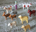 14 Antique Erzgebirge Hand Carved Wood Animals & 1 Figure -Noah's Ark or Village — photo 3