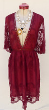 SHOWPO Red Wine Rolling in the Deep DRESS Size Aus 16 NWT Mini Lace Party Sexy