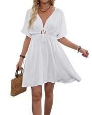 Eddoyee Wome's Swimsuit Coverup V Neck Hollow Out Beach Bathing Suit Flowy Sw...