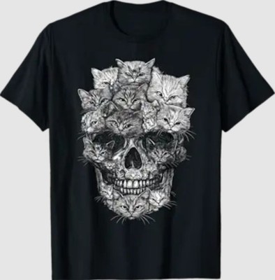 A Skull But It's Cats Kitty Skeleton Halloween Cat Skull T-Shirt