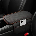 Car Armrest Cushion Cover Center Console Box Pad Mat with Two Pockets BLACK
