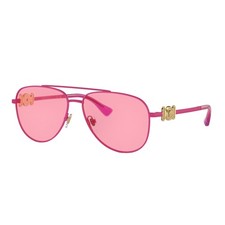 Versace VK 2002 149584 Matte Fuchsia Metal Aviator Sunglasses Pink Lens