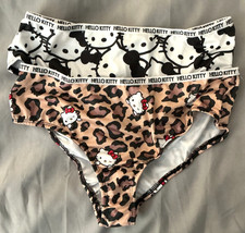 Sanrio Women's Hello Kitty Cartoon Print Logo Leopard Print Brief Panty 2 pack L