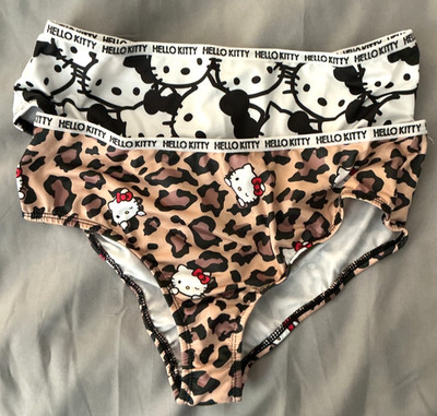 Sanrio Women's Hello Kitty Cartoon Print Logo Leopard Print Brief Panty 2 pack L