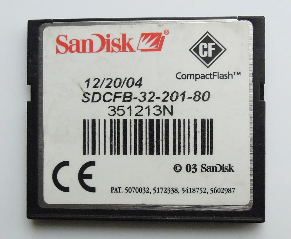 SanDisk 32MB CompctFlash CF Card Industrial Grade SDCFB-32 201 80 100% Genuine - Image 2 of 3