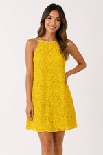 Cato Yellow Floral Lace Halter Shift Dress Size MB80JC