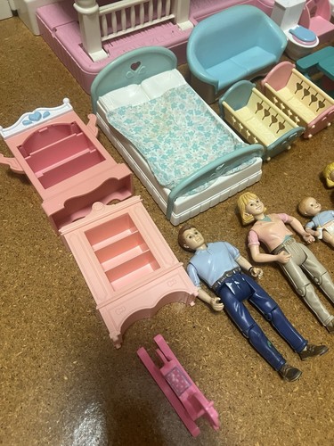 Fisher Price Loving Family 1993 Dreamhouse & Accessories Blue Roof - Picture 4 of 20