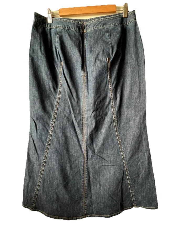 Talbots Women's Denim A Lined Skirt Size 14 Stretch Classic Western Boho Vintage - Image 3 of 4