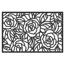 AZ103762436 Black Rose Rubber Doormat, 24" x 36", Black