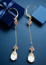 Michael Valitutti Elegant Pink Sapphire Sterling Silver 2” Dangle Earrings