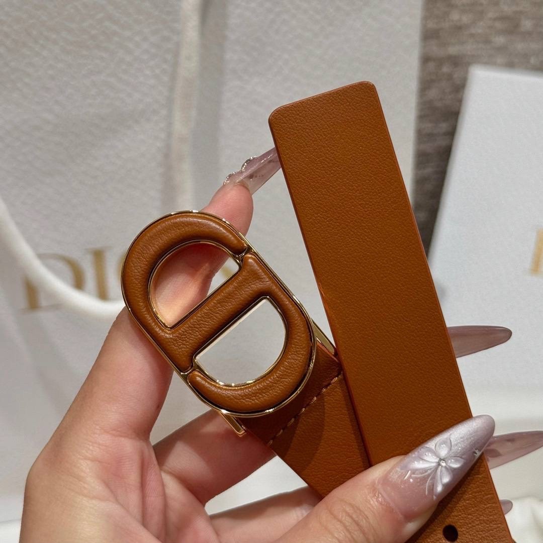Christian Dior Saddle Belt Brown Leather Gold CD Buckle Size 85 | eBay