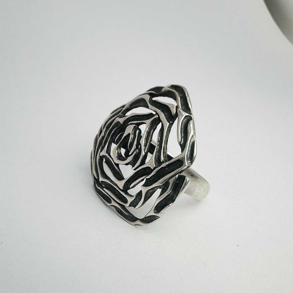 Abstract Blooming Flower Design Sterling Silver Ring Size 8.5 (9g) View 6