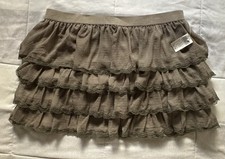 Y2K Wet Seal Ruffle Mini Skirt Olive Green XL NWT Lace Trim