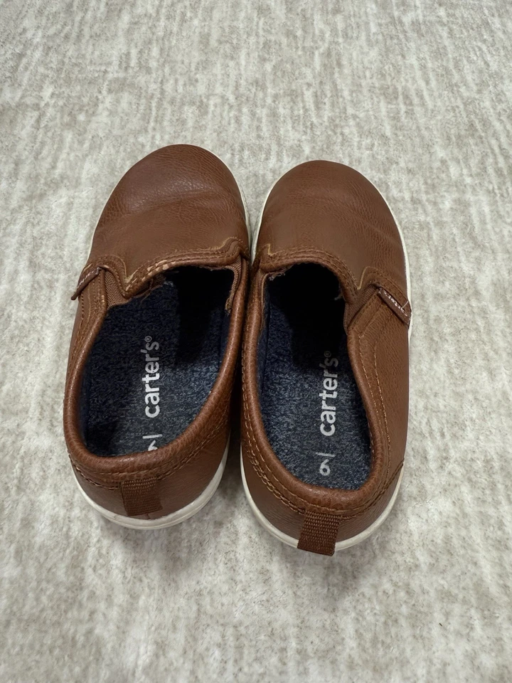Carter's Niño Niño Talla 9 Sin Cordones Mocasín Barco Zapatos Juvenil Marrón Cuero Foto 2 de 4