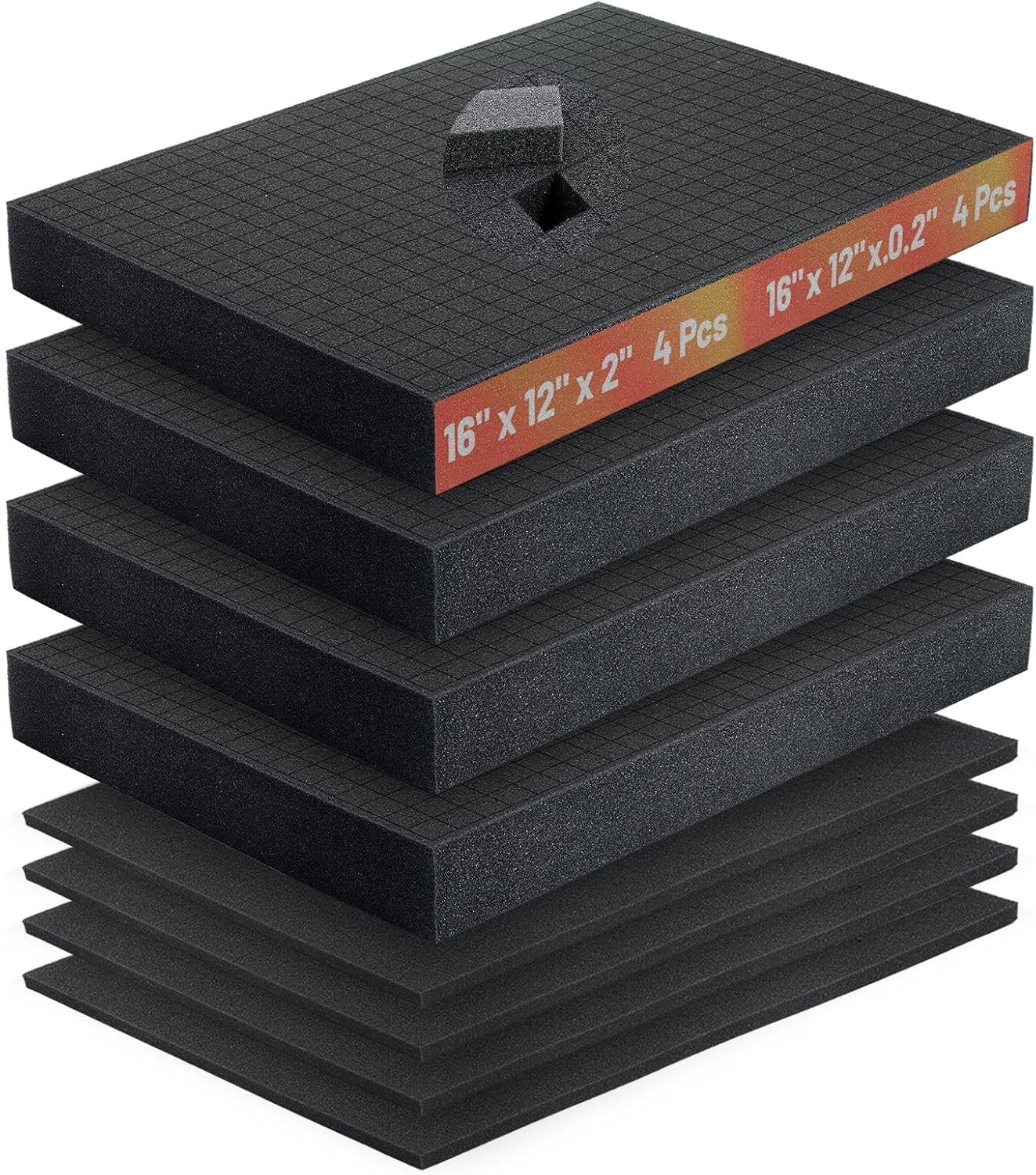 8 Pcs Pick and Pluck Foam-16 x 12 x 2 &16 x 12 x 0.4 IN Pick Apart Foam Inser...