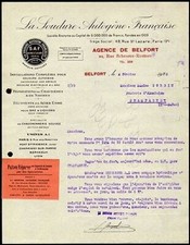 Factura 1925 La Agencia Francesa de Soldadura Autógena Belfort SAF