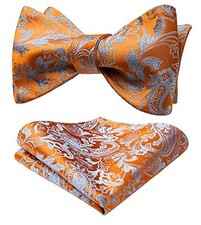 Bow Ties for Men Paisley Bowties Mens Self Tie Bow Tie and One Size Orange-4