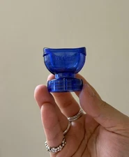 VTG Wyeth Cobalt Blue Eye Wash Cup Screw Top Plastic (Set of 2)