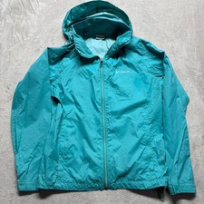 Columbia Switchback III Hooded Full Zip Windbreaker Jacket Womens XL Nylon Teal