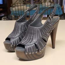 Christian Dior Temptation studded woven leather platform slingback sandals 36