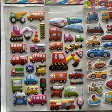4 Sheets Kids 3D Puffy Construction Truck Stickers Decals Pack