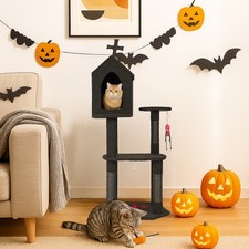 Gothic Cat Tree with Coffin Bed 57in Tower with Spacious Condo, Scratching Post