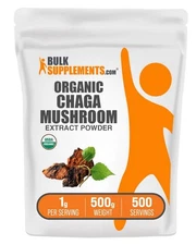 BulkSupplements.com Organic Chaga Mushroom Extract Powder 1g per Serving 500gram
