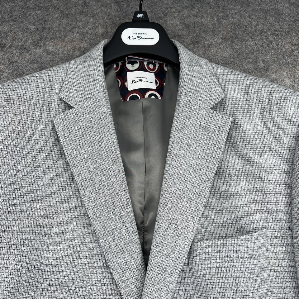 Blazer Ben Sherman Para Hombres 46R Cuadros Sutiles Dos Botones Traje Chaqueta Ajuste Moderno Foto 2 de 4