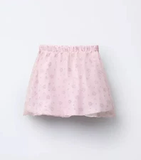 Zara Girl's Pink Organza Floral Skirt  Pull On New!  5350/600 Size 5