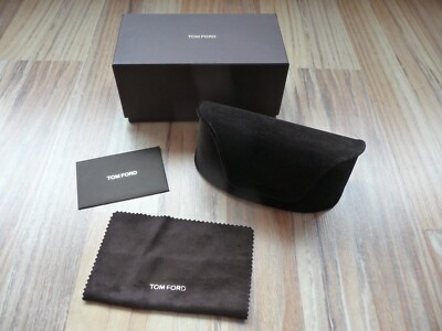 ! NEU ! dunkelbraun Samt Tom Ford XL Semi Hartschalen Brillen Etui Tuch Box 2