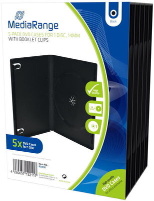 25 Mediarange DVD Hüllen 1er Box 14 mm für je 1 BD / CD / DVD schwarz