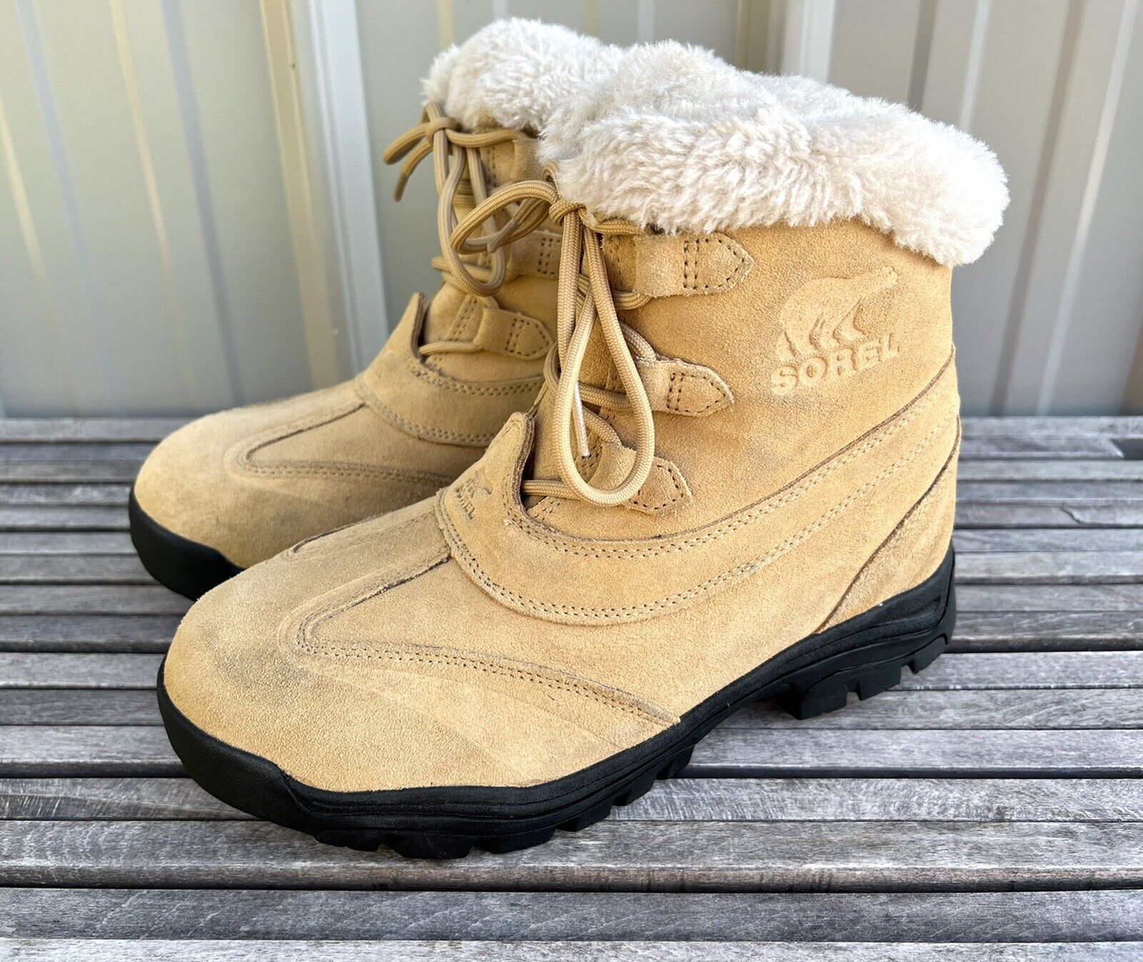 SOREL Thinsulate Winter Snow Boots Light Tan Brown Faux Fur NL1781-225 Womens | eBay