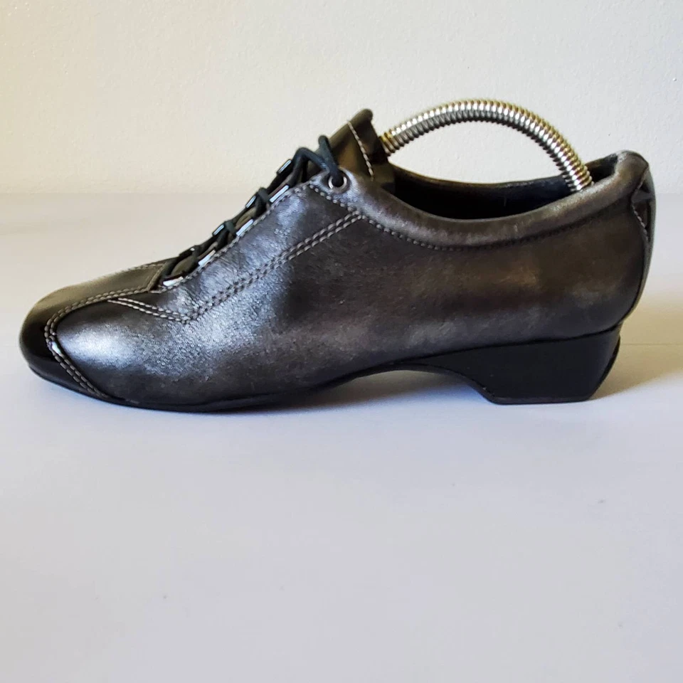 Ros Hommerson Mujer 7N Oxfords Peltre Negro Metálico Charol Tacón Bajo Foto 3 de 4