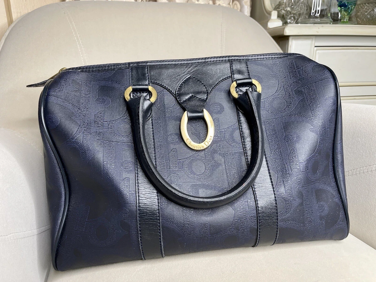 Dior Blue Coated Canvas Mini Boston Bag