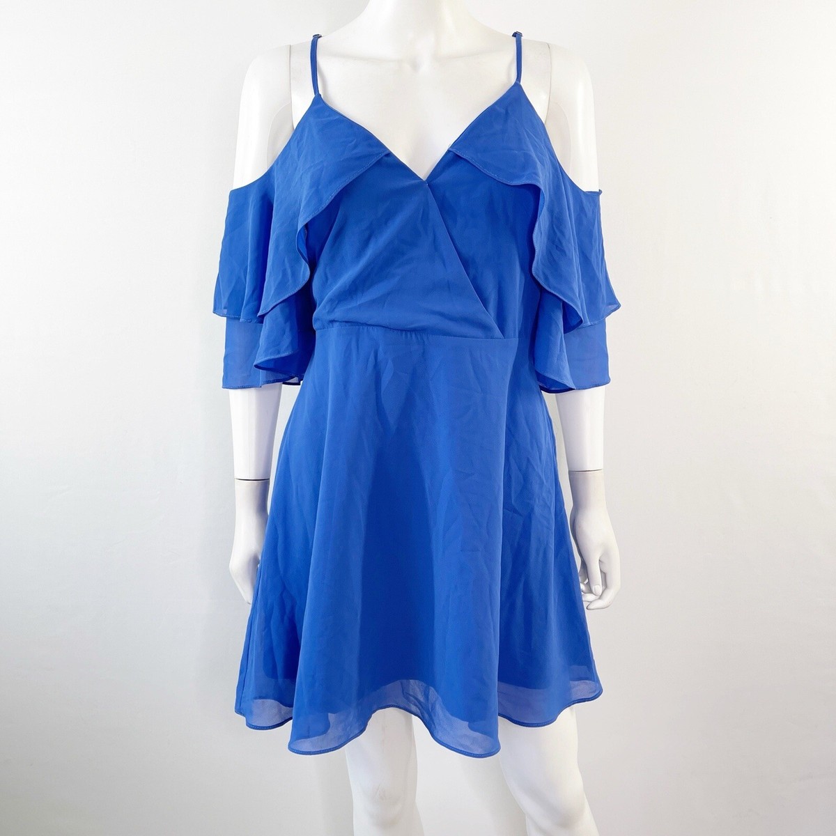 Lulus Royal Blue Mini Dress Size M Surplice V-Neck Off The