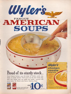 Wylers Chicken Noodle Soup Mix Vintage Print Ad 1963 Life Magazine