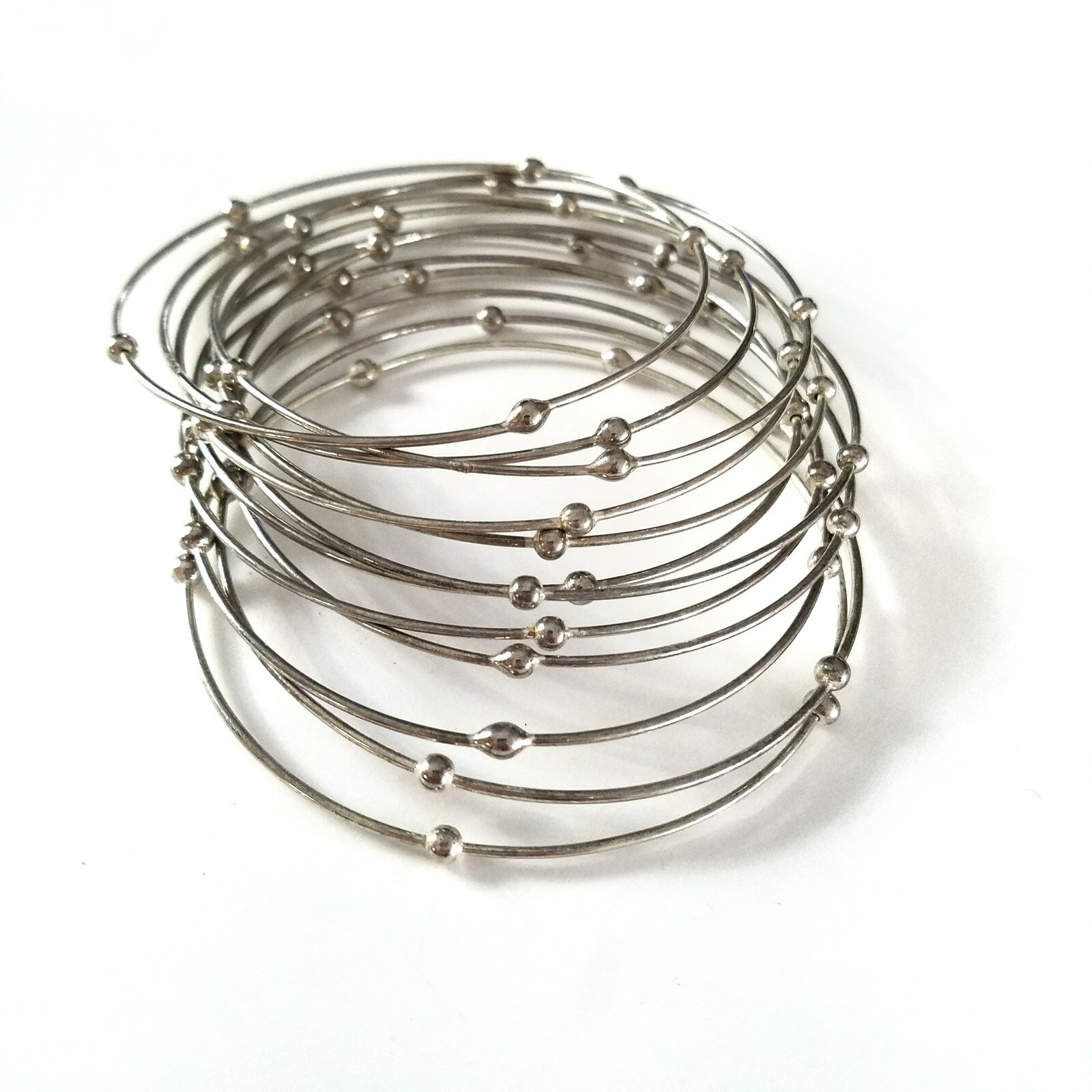 Silvertone Stackable Bangle Bracelets Set Of 12  … - image 1