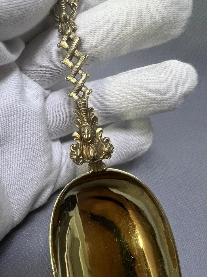 1879 Gild Sterling Silver John Figg London Special Serving Spoon St.Antony Demon - Image 3 of 4