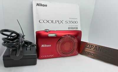 N MINT] Nikon COOLPIX S3500 Red 20.1MP 7x Zoom Digital