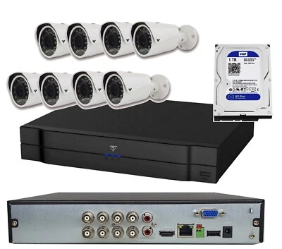 RVT Kit Videosorveglianza con 8 Telecamere Bullet XVR 8 Canali ed Hard Disk 1000 GB