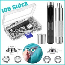 100X Ösen Planenöse Set 10-16mm Ösenstempel Locheisen Ösenzange Zange Öse Satz