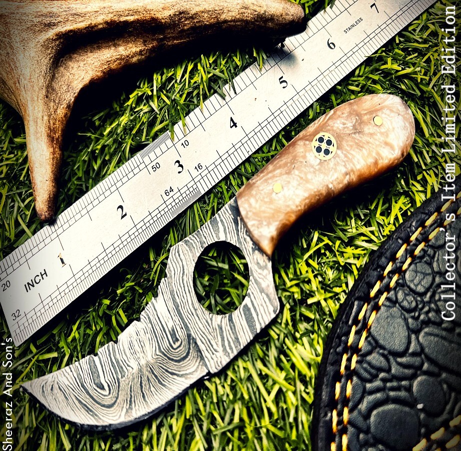 6" Handmade Damascus Steel Hunting Ring Knife W/Sheath 21129 eBay