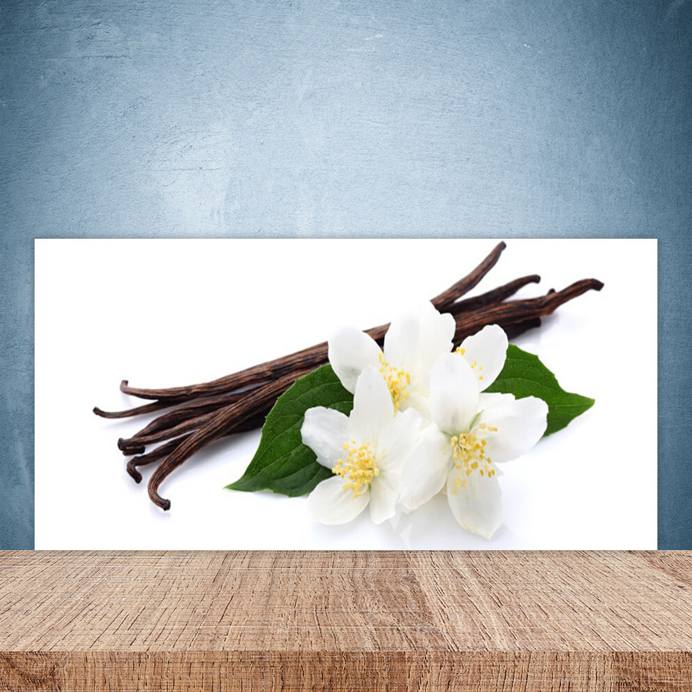 Panneau de protection mural 100x50 en verre Securit haut de gamme Floral Vanille