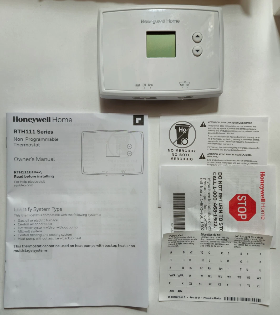 Honeywell Home Horizontal Non-Programmable Thermostat RTH111B 85267725477 |  eBay