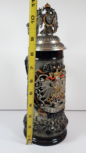 Old Germany Pewter Coat of Arms Black Beer Stein 0.5L Ltd Ed #496 Hand painted - Picture 14 of 15