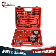 Gasoline Fuel Injection Pressure Tester Gauge Tool Kit System 0-140 psi 0-10bar