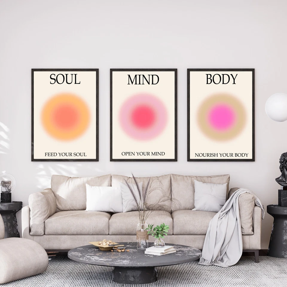 Набор плакатов с положительной аурой из 3 плакатов в рамке 11x17 дюймов набор с аурой Zen настенное искусство подарок - Изображение 3 из 4